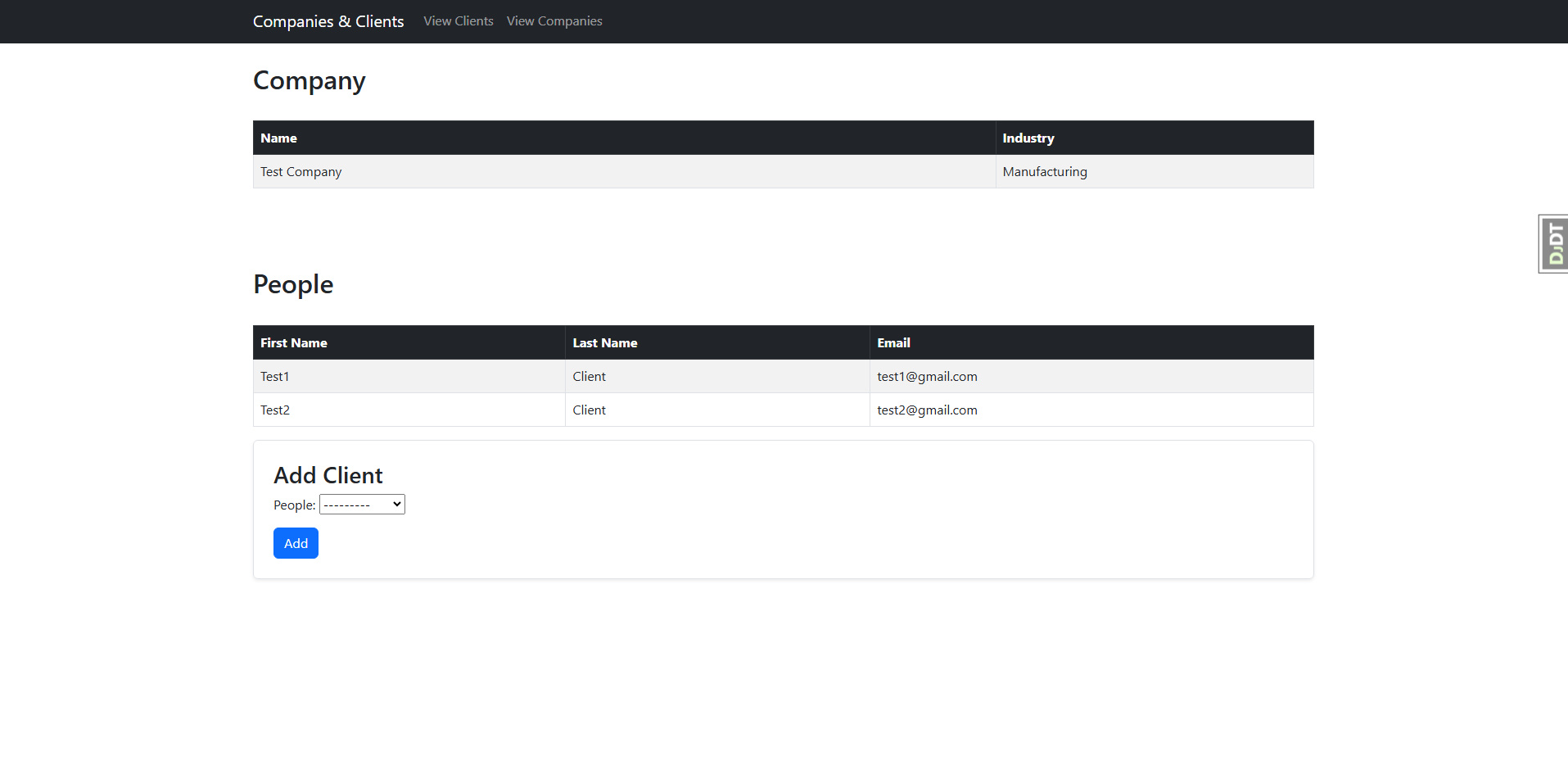 Company View Page
