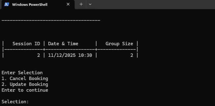 Console Application View Bookings